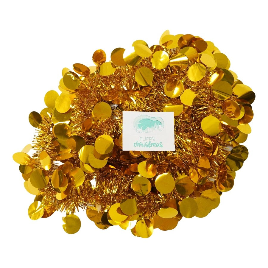 Beteala Craciun Premium, Model Dens Si Pufos, Folie PVC Rezistenta, Utilizare Interior Si Exterior, Auriu, 2 m x 11 cm