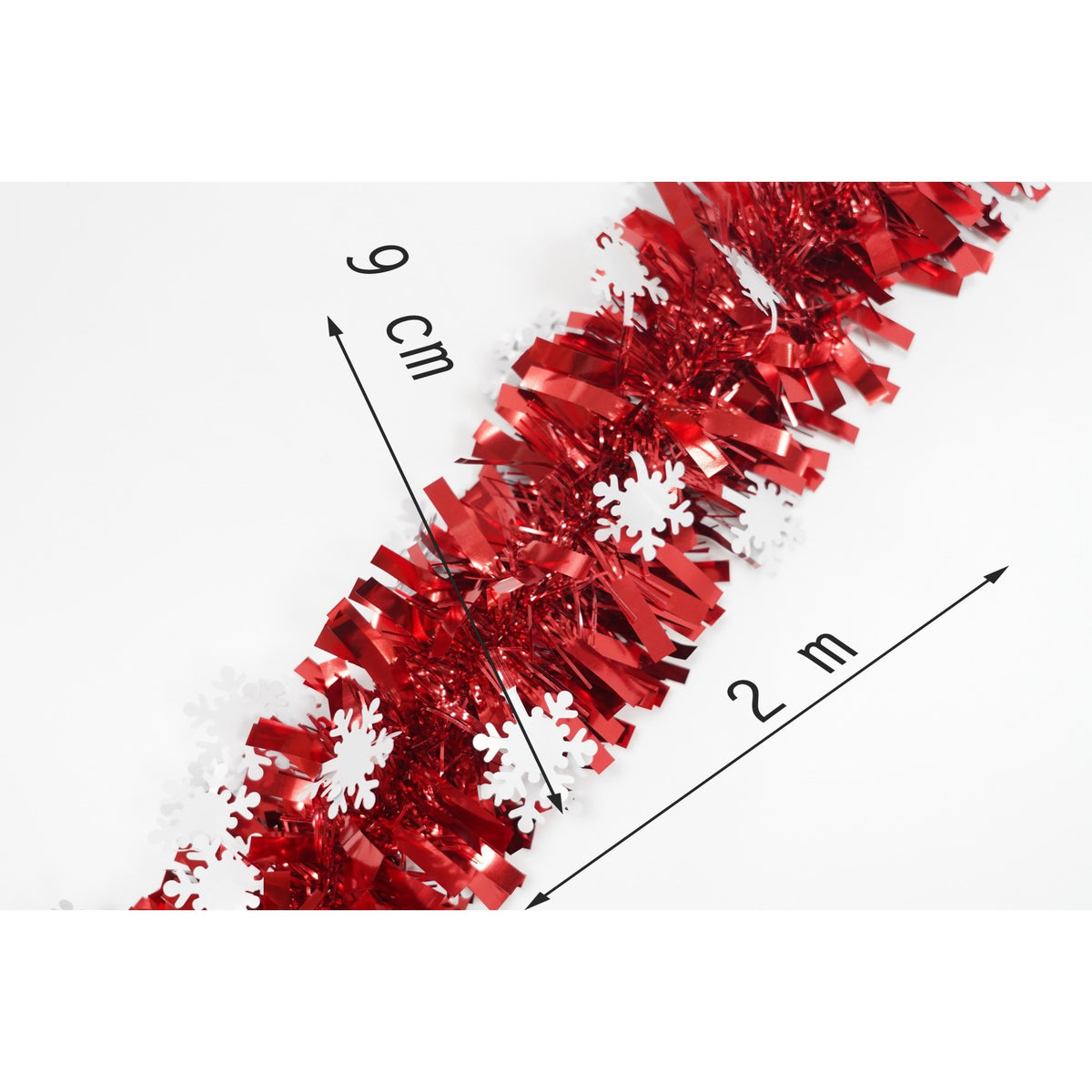 Beteala Craciun, Ghirlanda Decorativa Pufoasa, Folie PVC Rezistenta, Interior si Exterior, Rosu, 2 m x 9 cm