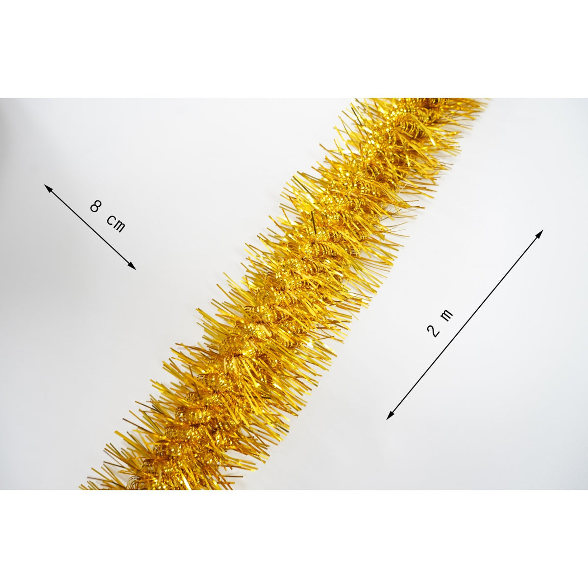 Beteala Craciun, Ghirlanda Decorativa Pufoasa, Folie PVC Rezistenta, Interior si Exterior, Aurie, 2 m x 8 cm