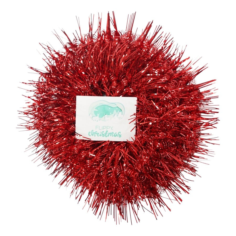 Beteala Craciun, Ghirlanda Decorativa Pufoasa, Folie PVC Rezistenta, Interior si Exterior, Rosu, 2 m x 8 cm