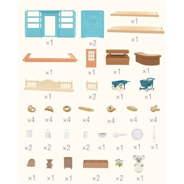 Casa de Papusi Tip Brutarie cu Figurina si Mobilier, Set de Constructie Educativ pentru Copii, Accesorii de Gatit, Multicolor