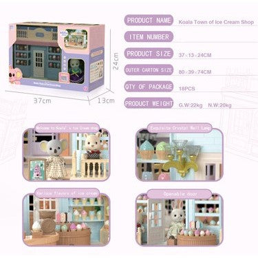 Casa De Papusi Tip Magazin De Inghetata, Set Complet Cu Mobilier Si Figurina Koala, Jucarie Educativa Din Plastic, 18 Piese, Multicolor, 3+ Ani