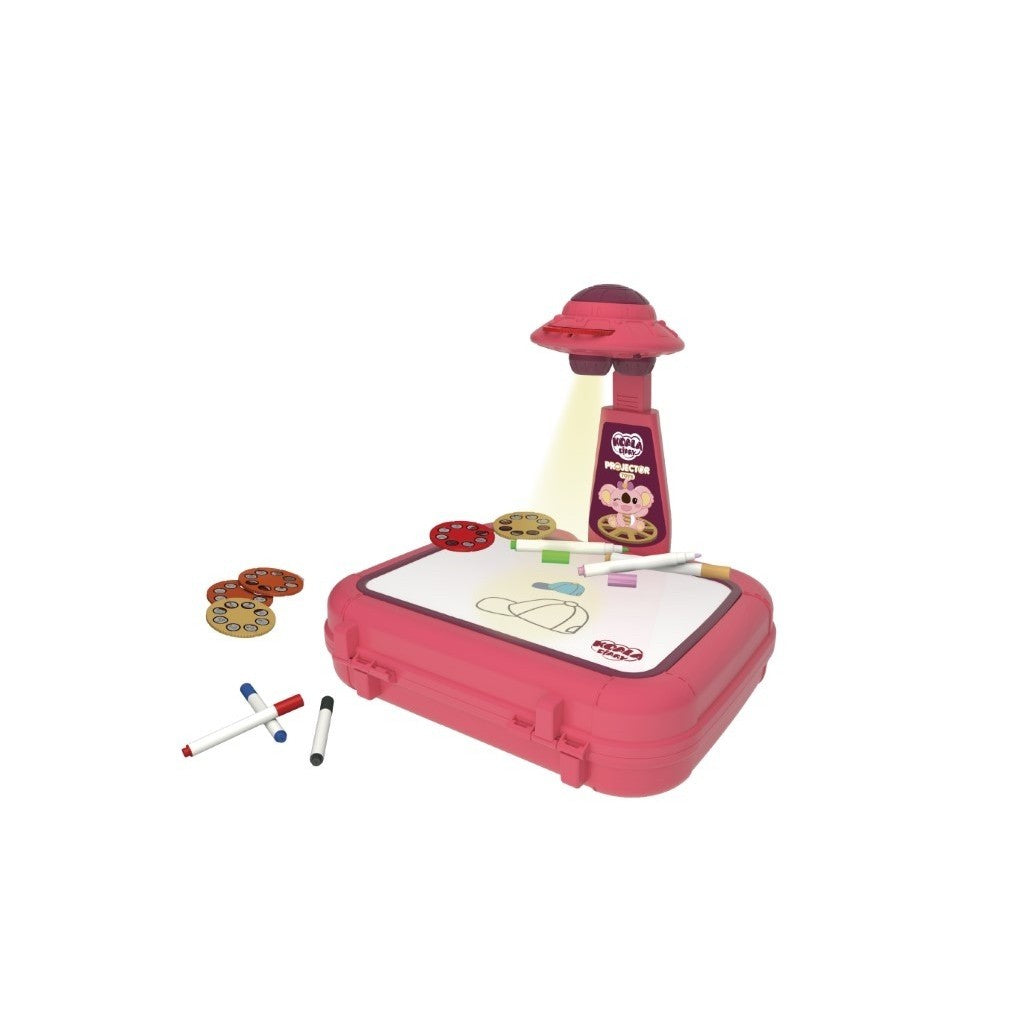 Masa de Desen cu Proiector Educational pentru Copii, Set Creativ cu 48 de Imagini si 6 Discuri, Include Creioane Colorate si Cutie Depozitare, Plastic, Varsta +3 Ani, Rosu