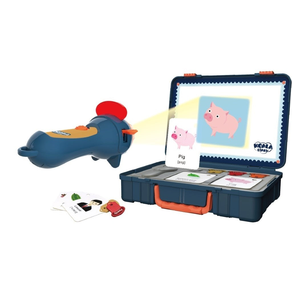 Proiector Educational Tip Lanterna Pentru Copii, Set 48 Imagini Cu Pictograme, Cutie Depozitare, Varsta +3 Ani, Albastru