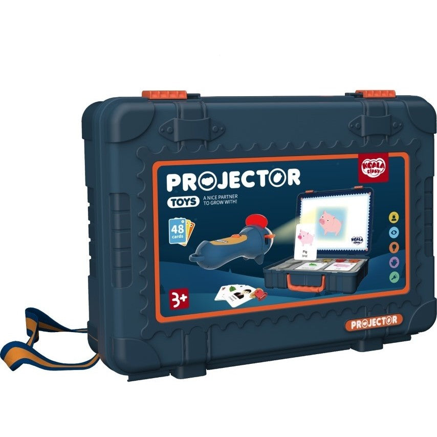 Proiector Educational Tip Lanterna Pentru Copii, Set 48 Imagini Cu Pictograme, Cutie Depozitare, Varsta +3 Ani, Albastru