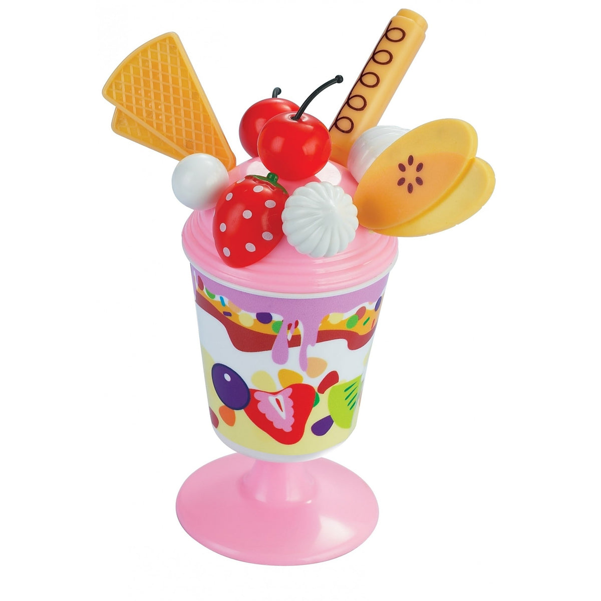 Set de Joaca Tort Aniversar si Prajituri, Kit Complet de Cofetarie cu Lumanari si Fructe, Plastic ABS, 75 Piese, Multicolor