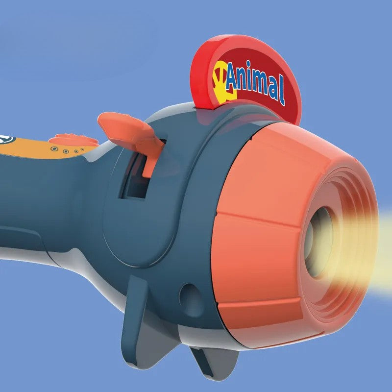 Proiector Tip Lanterna Pentru Copii, Jucarie Educativa cu 48 de Imagini si 6 Teme, Kidyslide, Material Plastic, Include Cutie Depozitare, 3 Ani+, Albastru