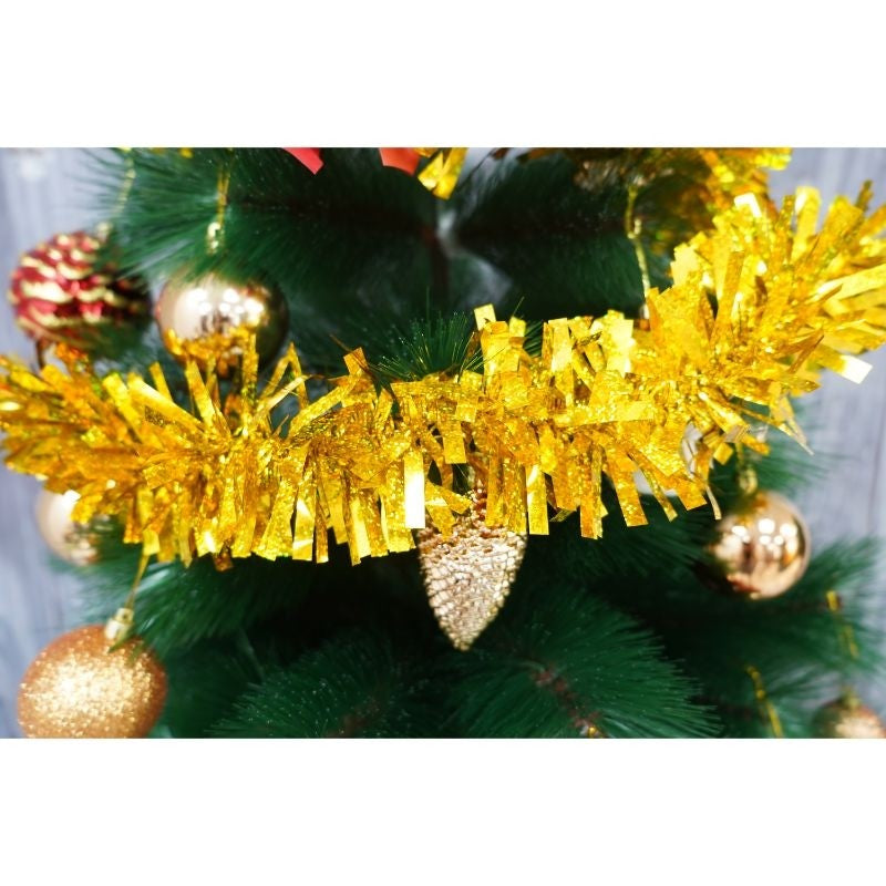 Beteala Craciun, Ghirlanda Decorativa Pufoasa, Folie PVC Rezistenta, Interior si Exterior, Galben, 2 m x 9 cm