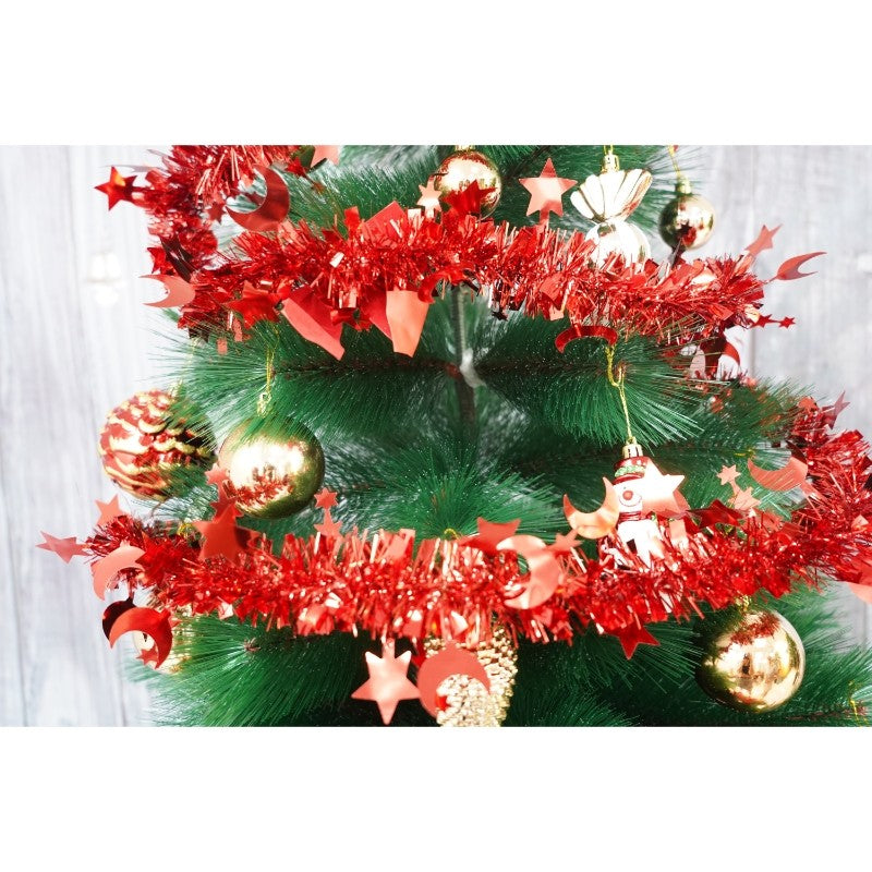 Beteala Craciun, Ghirlanda Decorativa Pufoasa, Folie PVC Rezistenta, Interior si Exterior, Rosu, 2 m x 9 cm