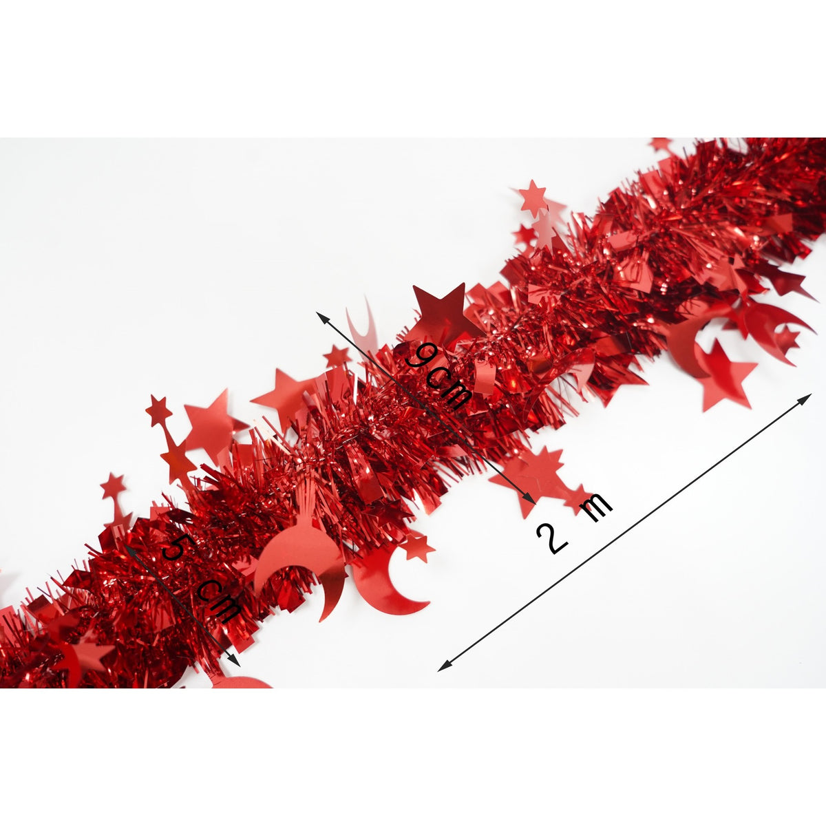 Beteala Craciun, Ghirlanda Decorativa Pufoasa, Folie PVC Rezistenta, Interior si Exterior, Rosu, 2 m x 9 cm