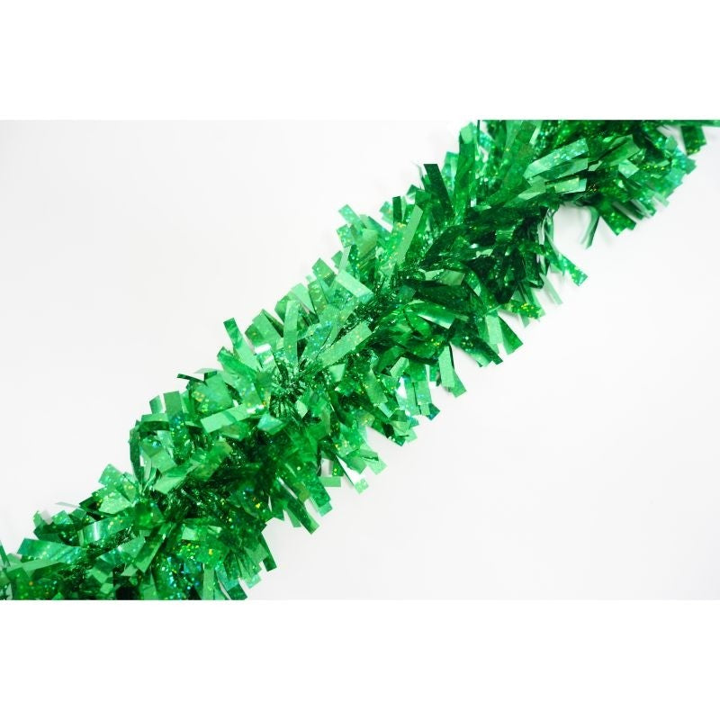 Beteala Brad Craciun, Aspect Dens Cu Sclipici, Decoratiune Interior si Exterior, Folie PVC, Verde, 2 m x 9 cm
