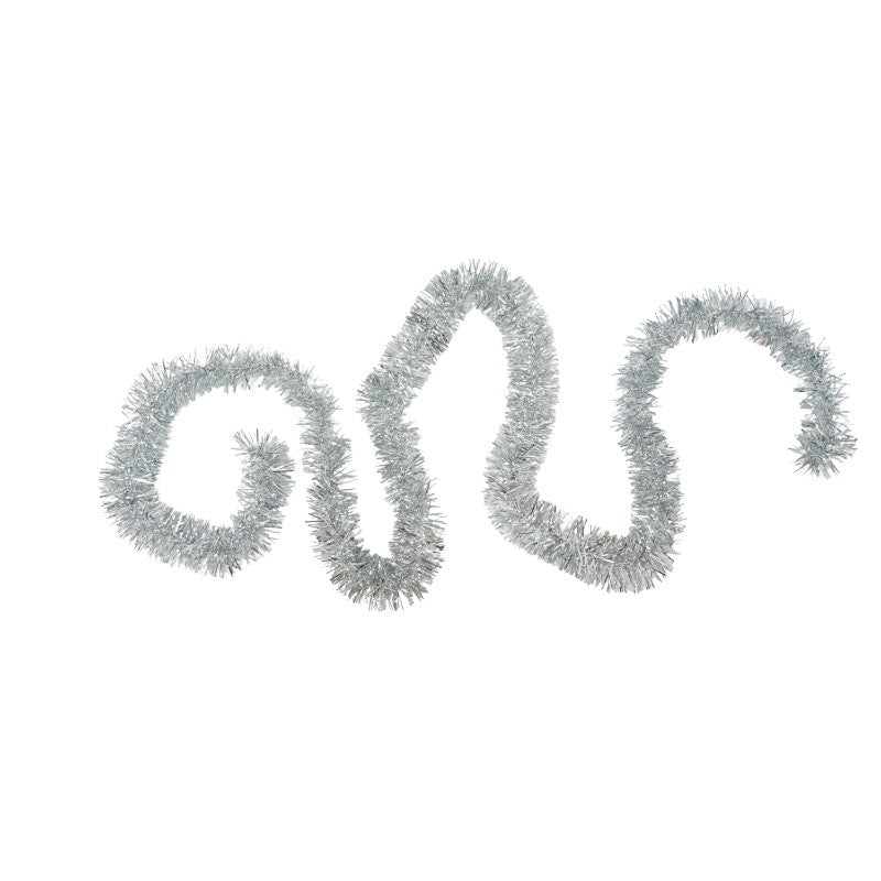 Beteala Craciun, Ghirlanda Decorativa Pufoasa, Folie PVC Flexibila, Interior si Exterior, Argintiu, 2 m x 5 cm