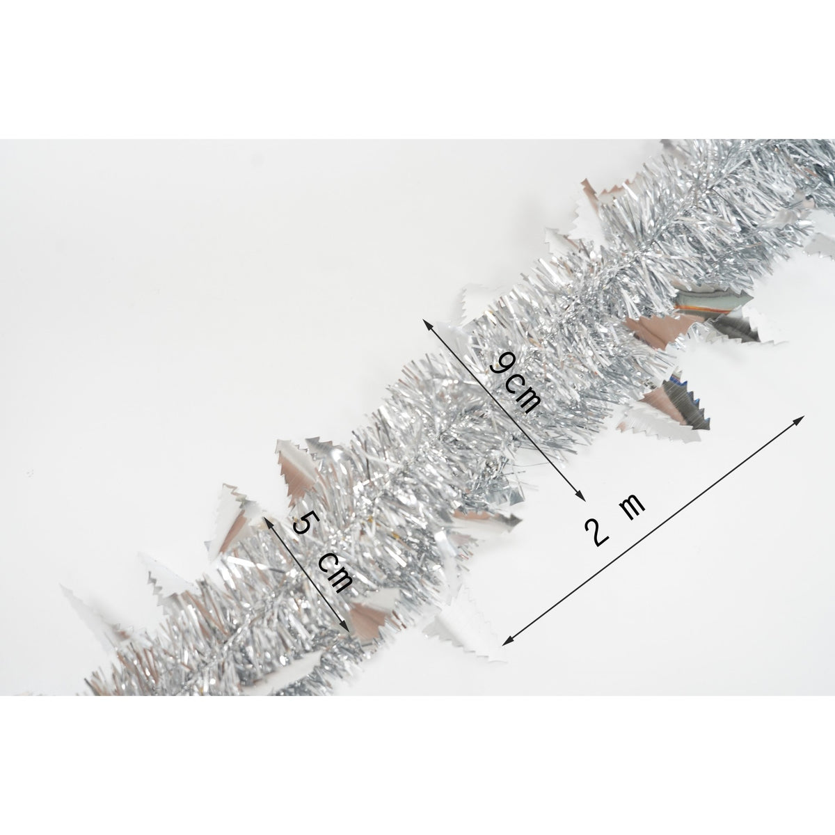 Beteala Craciun, Decoratiune Festiva Clasica, Folie PVC Flexibila, Utilizare Interior si Exterior, Argintiu, 2 m x 9 cm x 5 cm
