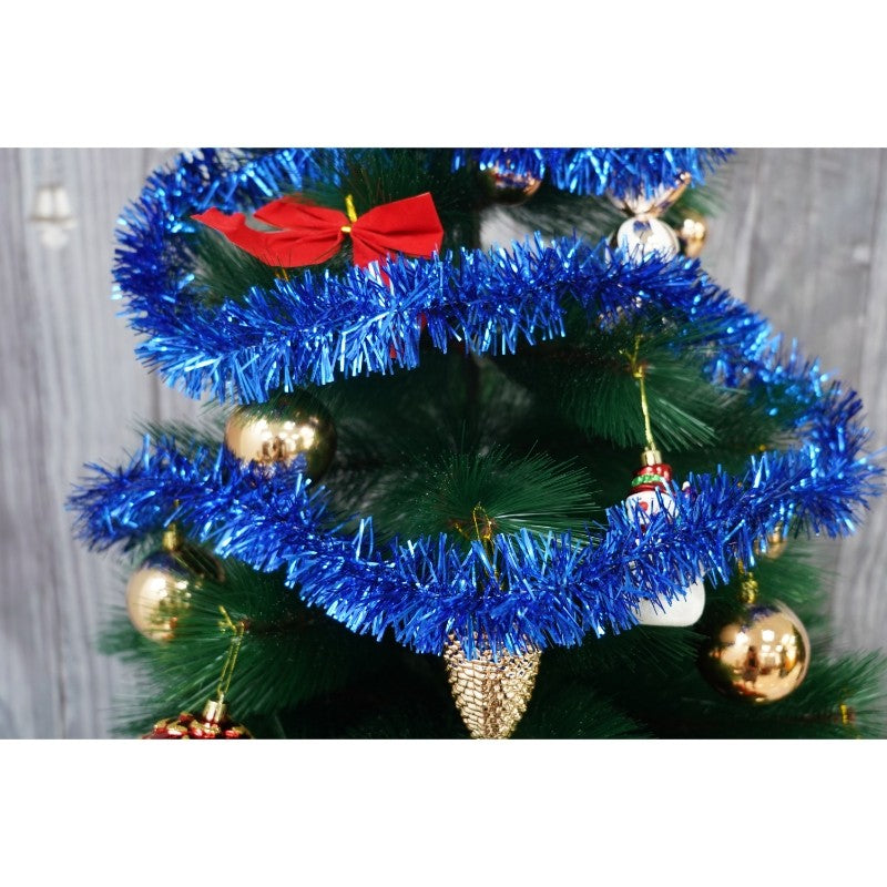Beteala Craciun, Decoratiune Pom, Folie PVC Flexibila, Interior si Exterior, Albastru, 2 m x 5 cm