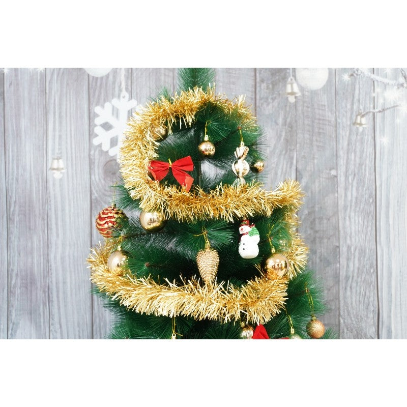 Beteala Craciun Stralucitoare, Decoratiune Pom si Interior, Folie PVC Flexibila, Rezistenta Exterior, Auriu, 2 m x 9 cm