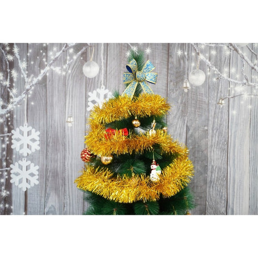 Beteala Craciun Premium, Decoratiune Pom de Iarna, Folie PVC Flexibila, Utilizare Interior si Exterior, Aurie, 2 m x 11 cm