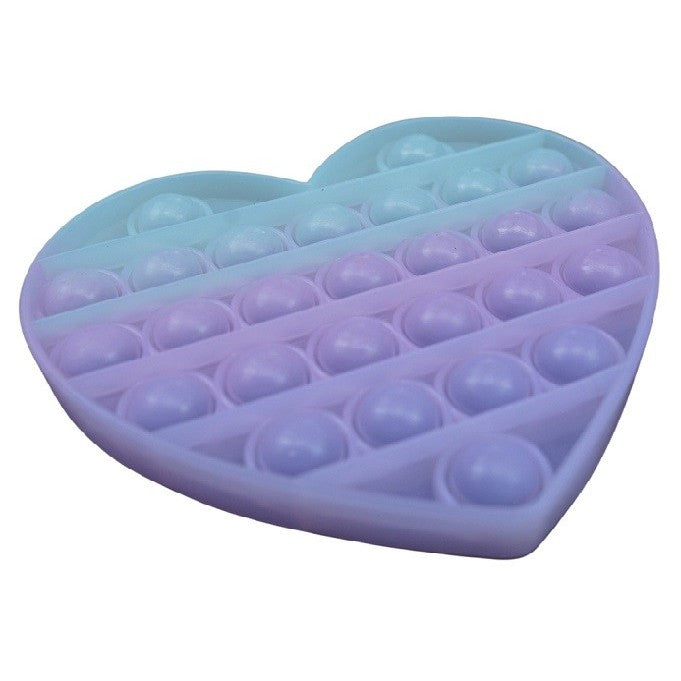 Jucarie Antistres Pop It Now and Flip It, Senzoriala, Isi Schimba Culoarea la Soare, Silicon, Forma Inima, Transparent-Multicolor