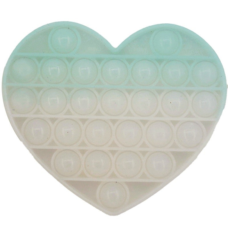 Jucarie Antistres Pop It Now and Flip It, Senzoriala, Isi Schimba Culoarea la Soare, Silicon, Forma Inima, Transparent-Multicolor