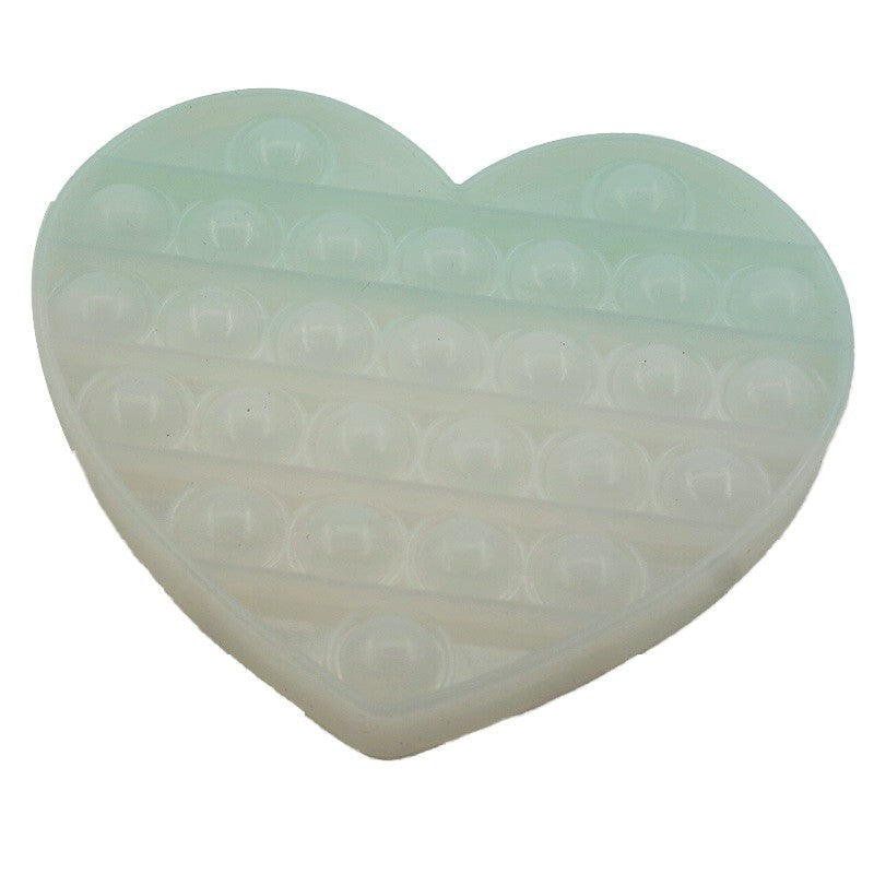 Jucarie Antistres Pop It Now and Flip It, Senzoriala, Isi Schimba Culoarea la Soare, Silicon, Forma Inima, Transparent-Multicolor