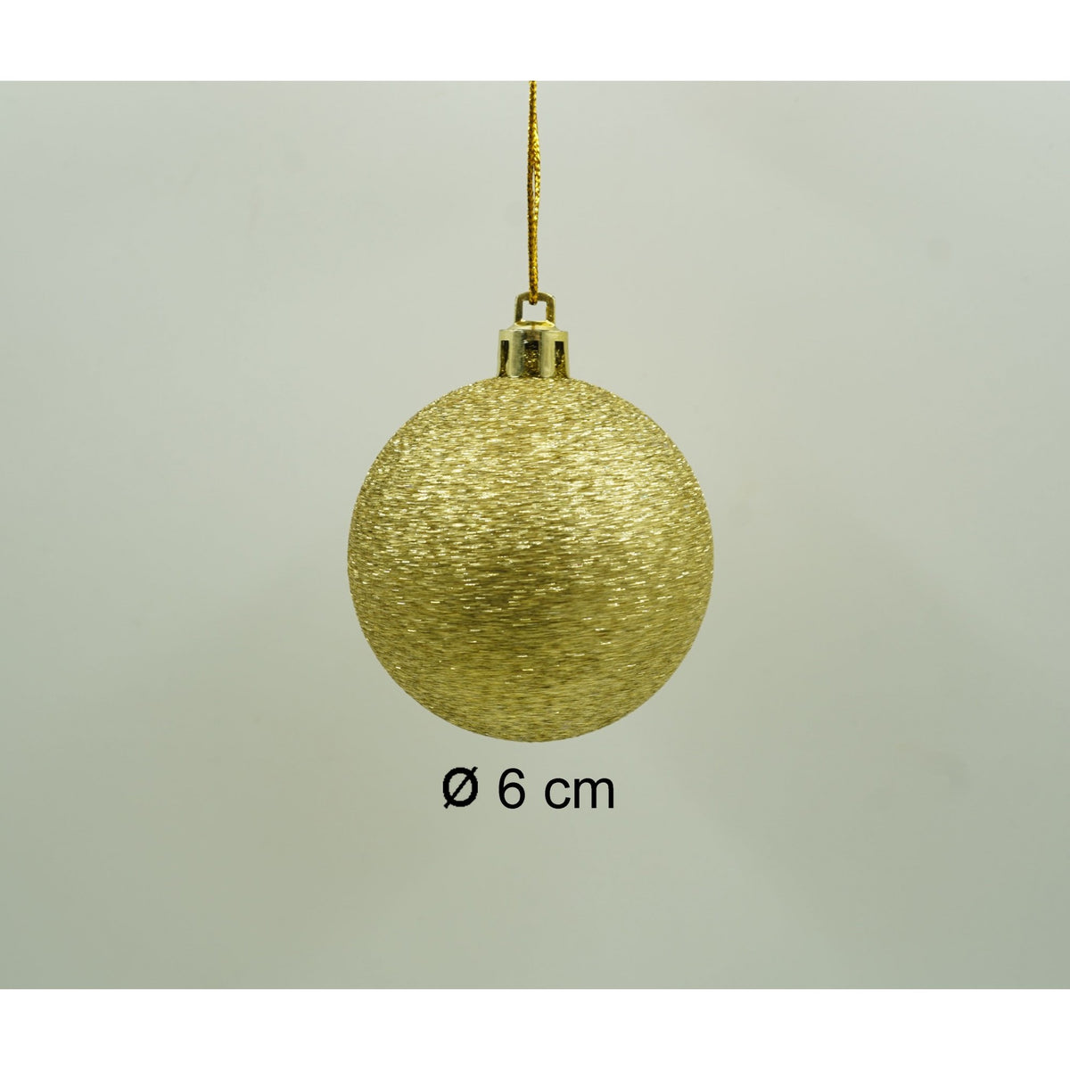 Set 36 Ornamente Brad Tip Glob, Finisaj Sclipitor, Plastic Rezistent, Diametru 6 cm, Auriu