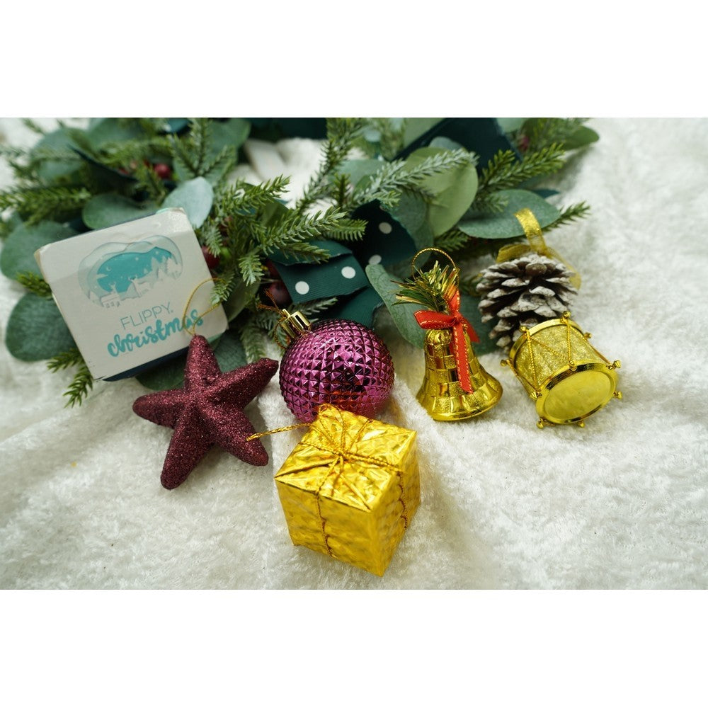 Set 50 Ornamente de Brad Tip Glob, Decoratiuni de Craciun cu Finisaj Sclipitor, Plastic Rezistent, Rosu si Auriu, Cutie Depozitare 18x12x18 cm