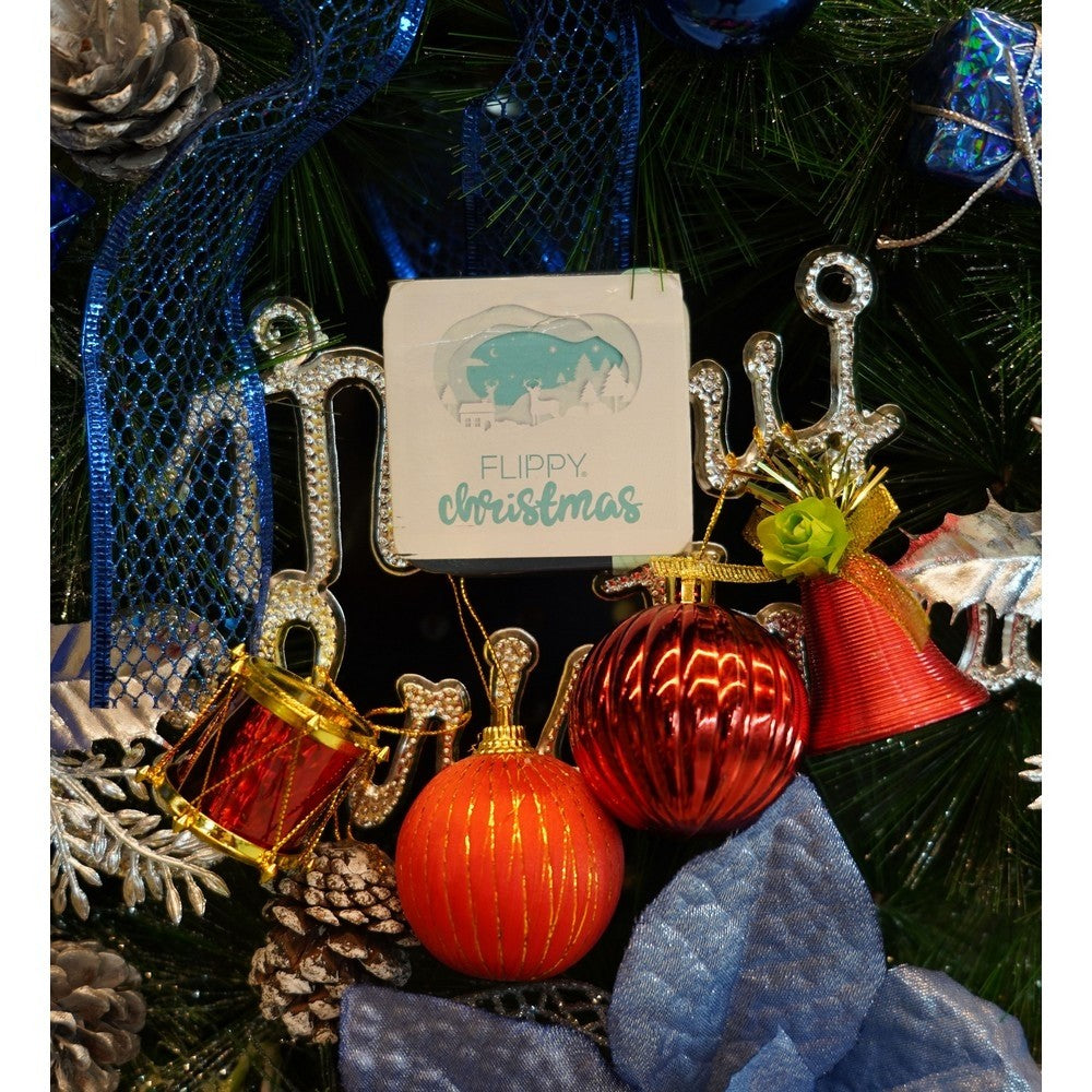 Set 24 Ornamente de Brad Tip Glob, Finisaj Sclipitor, Polistiren, Rosu si Maro, Cutie 29 x 19 x 5 cm