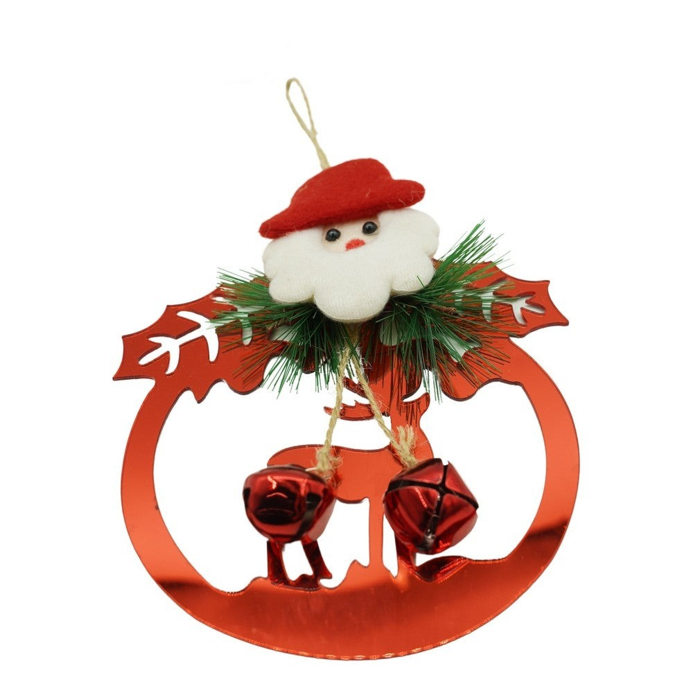 Ornament Brad Crăciun, Ren cu Clopoței, Acril Lucios, Rezistent Interior și Exterior, Roșu, 15 x 20 cm