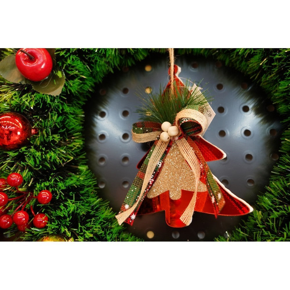 Ornament Brad de Craciun, Decoratiune in Forma de Brad, Efect Lucios, Acril, Rosu, 14 x 16 cm
