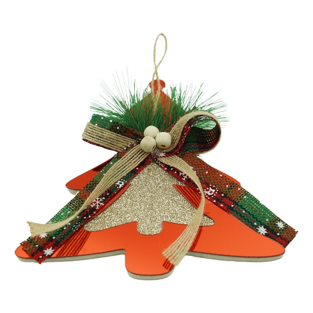 Ornament Brad de Craciun, Decoratiune in Forma de Brad, Efect Lucios, Acril, Rosu, 14 x 16 cm
