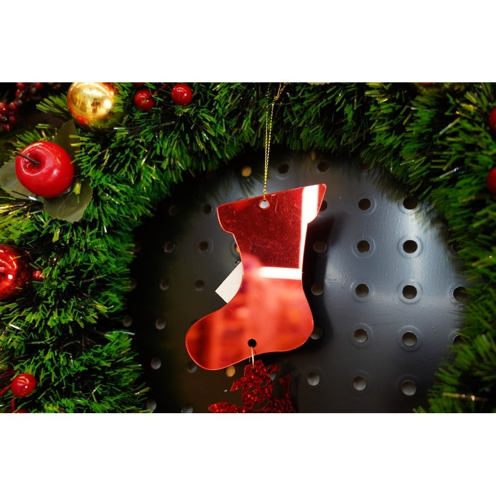 Ornament Brad de Crăciun în Formă de Gheață cu Om de Zăpadă, Finisaj Lucios, Acril Rezistent, Decor Interior și Exterior, Roșu, 10 x 28 cm