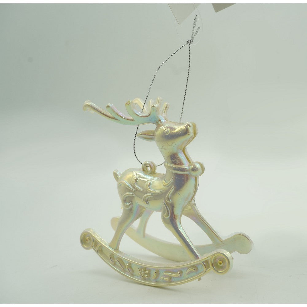 Ornament Brad De Crăciun În Formă De Ren, Finisaj Perlat, Plastic, 11 cm x 11 cm