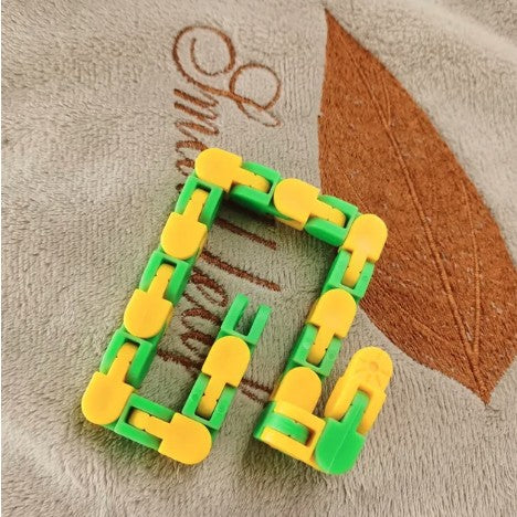 Puzzle De Îmbinat Tip Șarpe, Jucărie Senzorială Antistres Pentru Dezvoltare Motorie, Plastic, 24 Piese, Galben/Verde