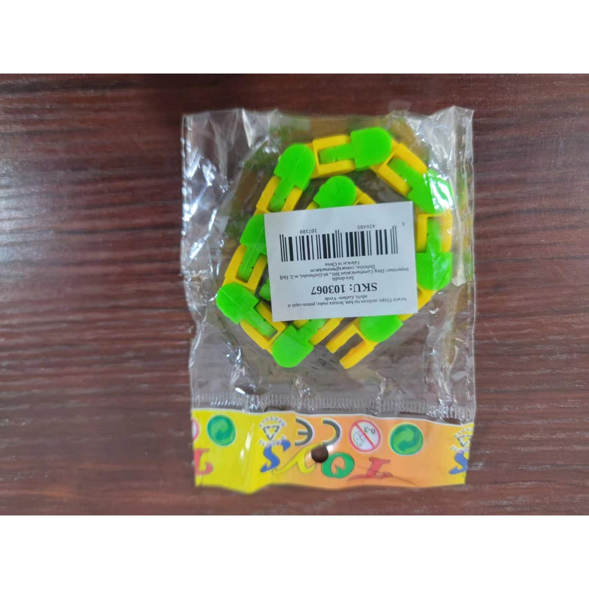 Puzzle De Îmbinat Tip Șarpe, Jucărie Senzorială Antistres Pentru Dezvoltare Motorie, Plastic, 24 Piese, Galben/Verde