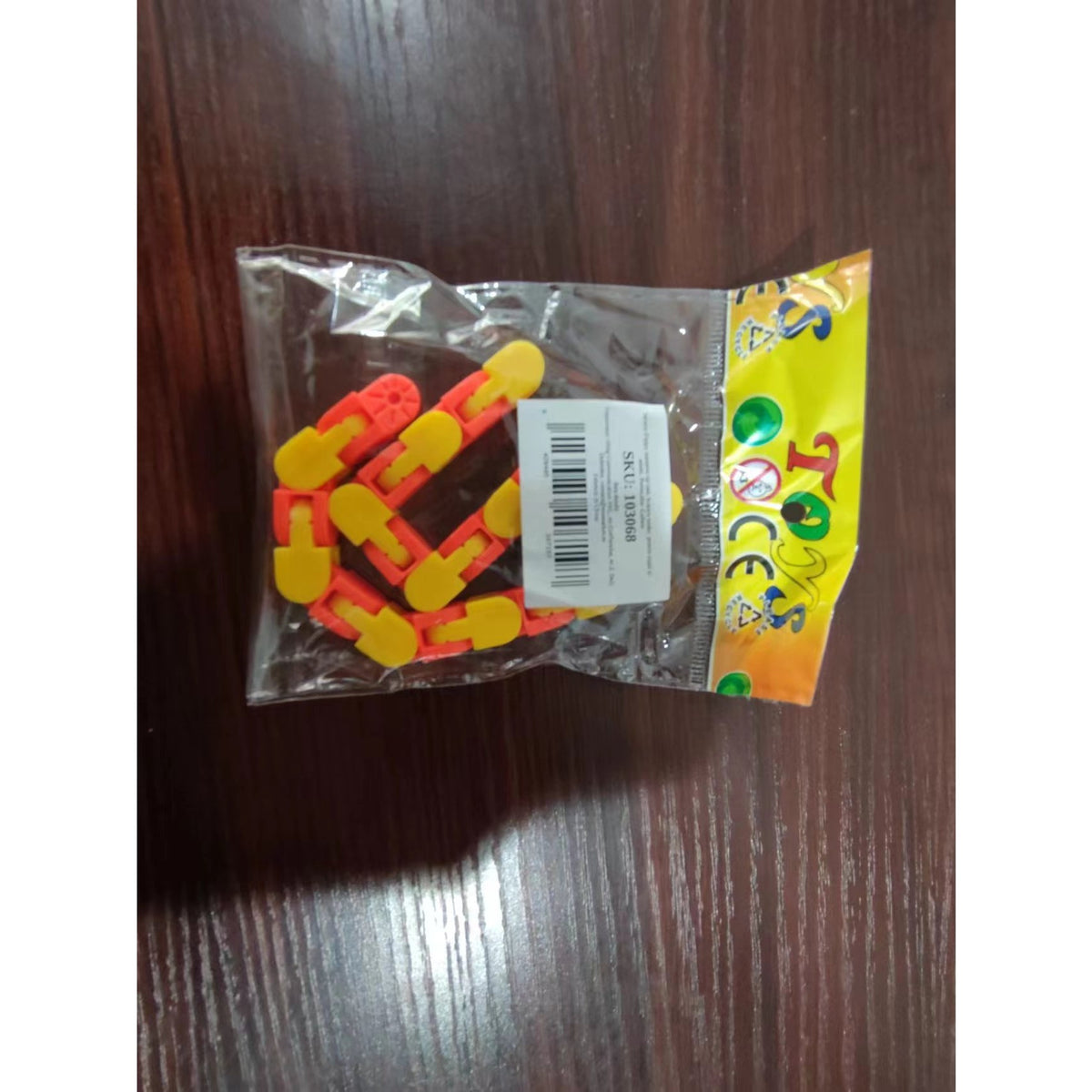 Puzzle De Îmbinat Tip Șarpe, Jucărie Senzorială Antistres Pentru Dezvoltarea Motorie, Plastic, 24 Piese, Portocaliu/Galben