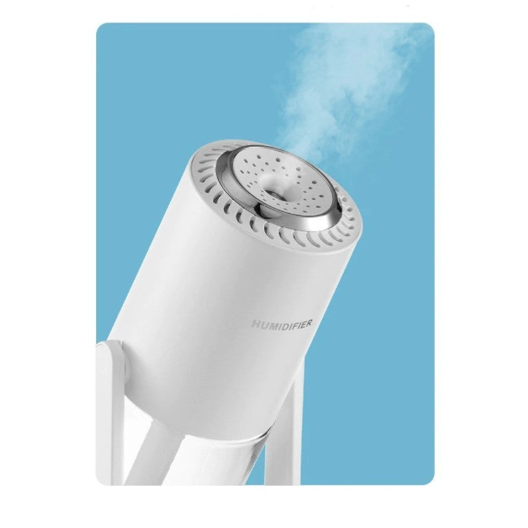 Umidificator si Purificator Aer Ultrasonic Portabil, Functie Ioni Negativi si Difuzor Aromaterapie, Rotatie 360 Grade, Lumina LED 7 Culori, USB, Acumulator 800 mAh, Rezervor 200 ml, Alb