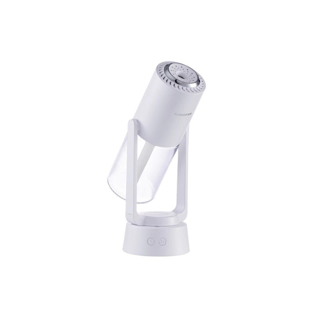 Umidificator si Purificator Aer Ultrasonic Portabil, Functie Ioni Negativi si Difuzor Aromaterapie, Rotatie 360 Grade, Lumina LED 7 Culori, USB, Acumulator 800 mAh, Rezervor 200 ml, Alb