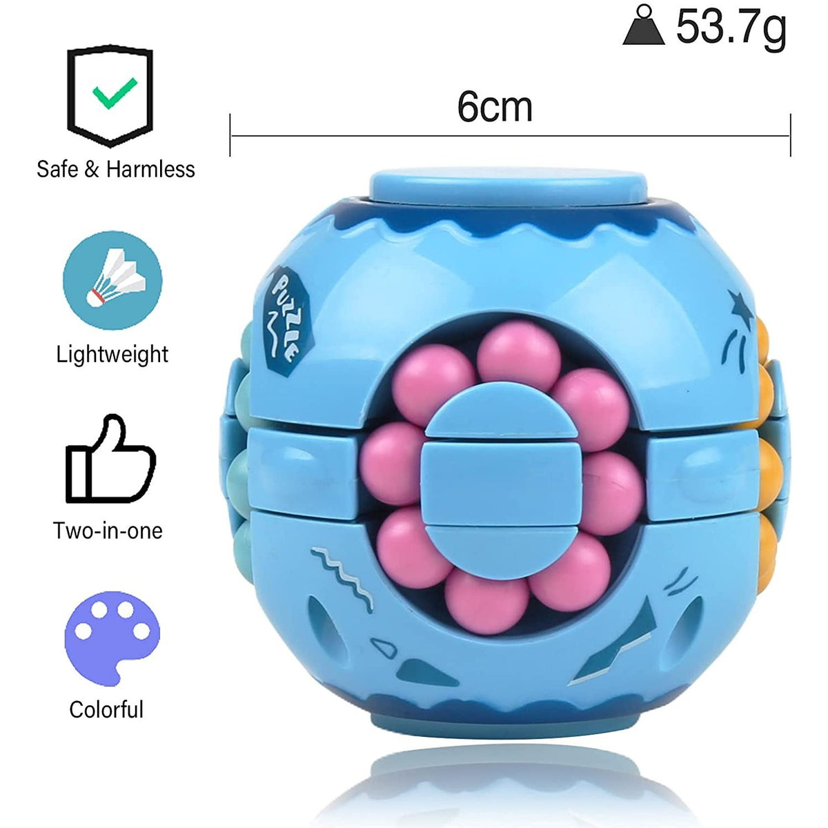 Jucarie Antistres Magic Bean, Cub Magic Interactiv, Sfera, Plastic, Albastru