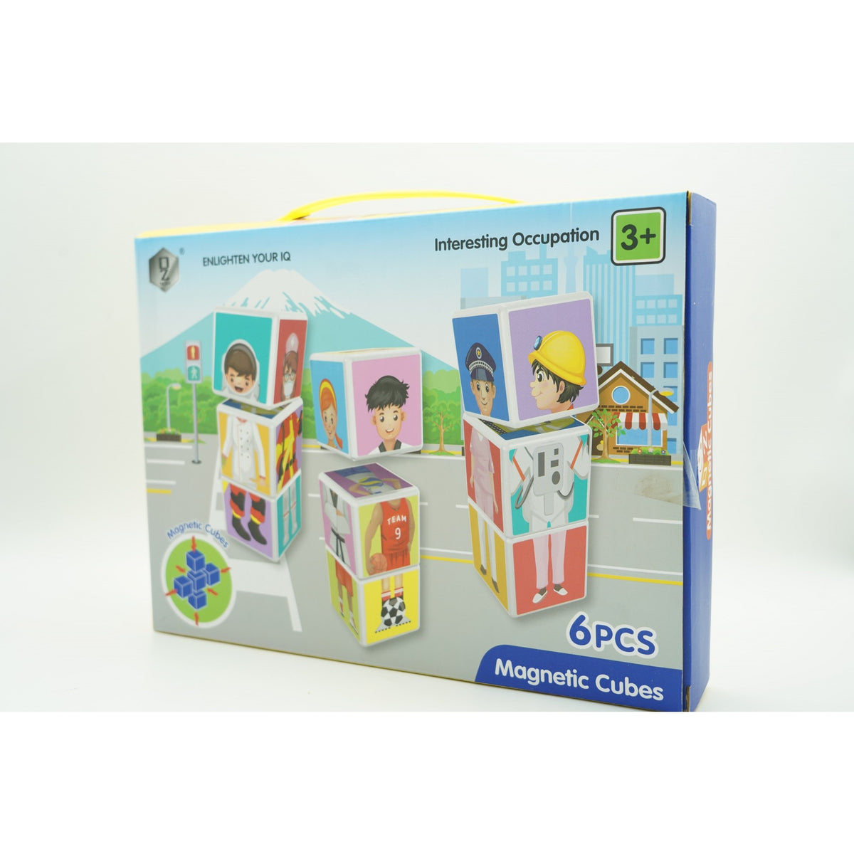 Set Cuburi Magnetice Inteligente pentru Copii, Puzzle Educativ cu Meserii, Plastic ABS, Cutie Depozitare Inclusă, 6 Piese, Multicolor, +3 Ani
