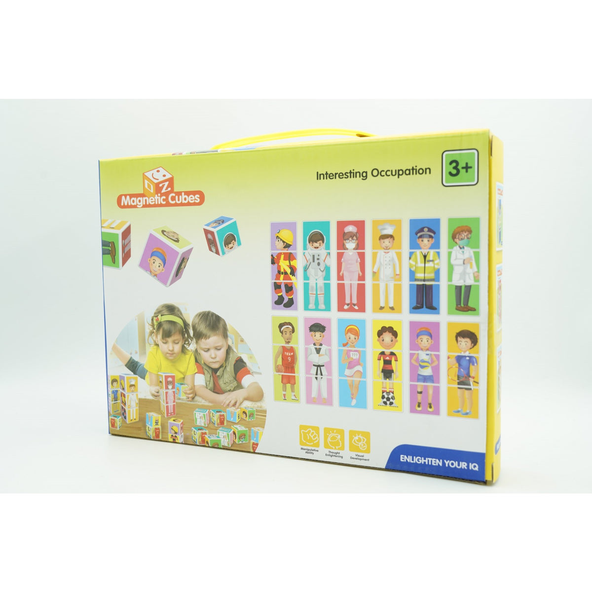 Set Cuburi Magnetice Inteligente pentru Copii, Puzzle Educativ cu Meserii, Plastic ABS, Cutie Depozitare Inclusă, 6 Piese, Multicolor, +3 Ani