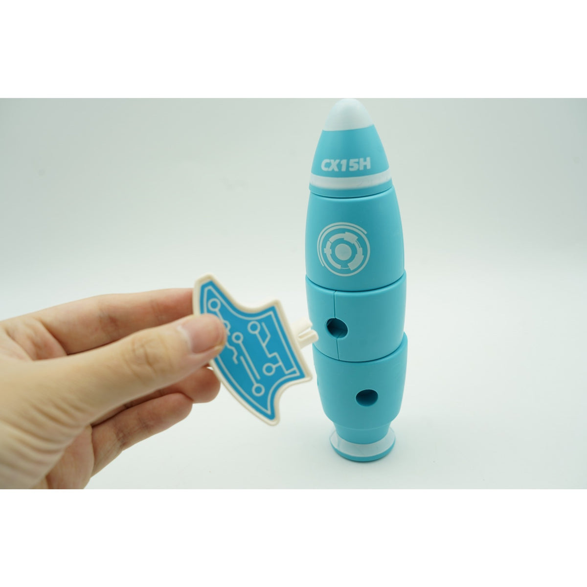 Set Blocuri Magnetice de Construcție, Jucărie STEM Formă Rachetă, Plastic ABS, Cutie Depozitare Inclusă, 8 Piese, Albastru