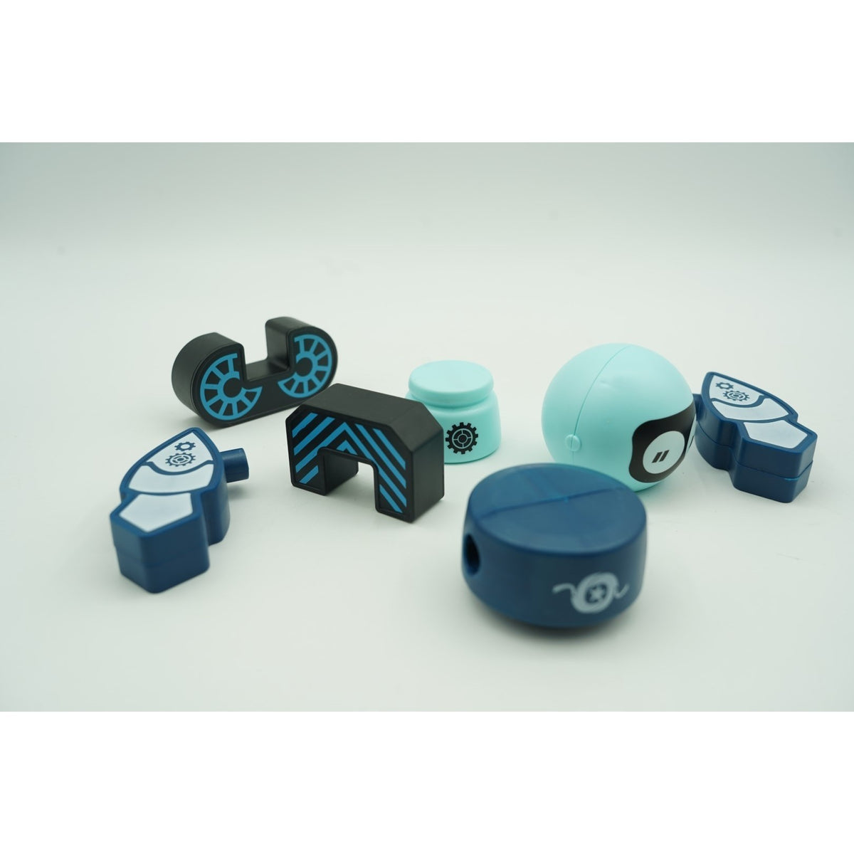 Set Cuburi Magnetice Inteligente pentru Copii, Robotel Constructie 3D, Plastic ABS, Cutie Depozitare, 7 Piese, Albastru