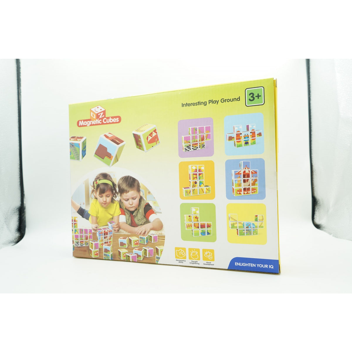 Set Cuburi Magnetice de Constructie, Joc Educativ Tip Puzzle Parc de Distractii, Plastic ABS, Cutie de Depozitare Inclusa, 10 Piese, +3 Ani, Multicolor