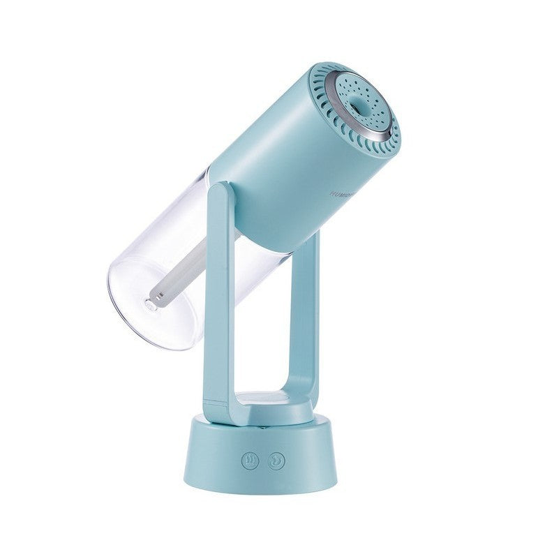 Umidificator si Purificator Aer Ultrasonic Portabil, Tehnologie Ioni Negativi, Rotatie 360 Grade, Lumina LED 7 Culori, Rezervor 200ml, Turcoaz