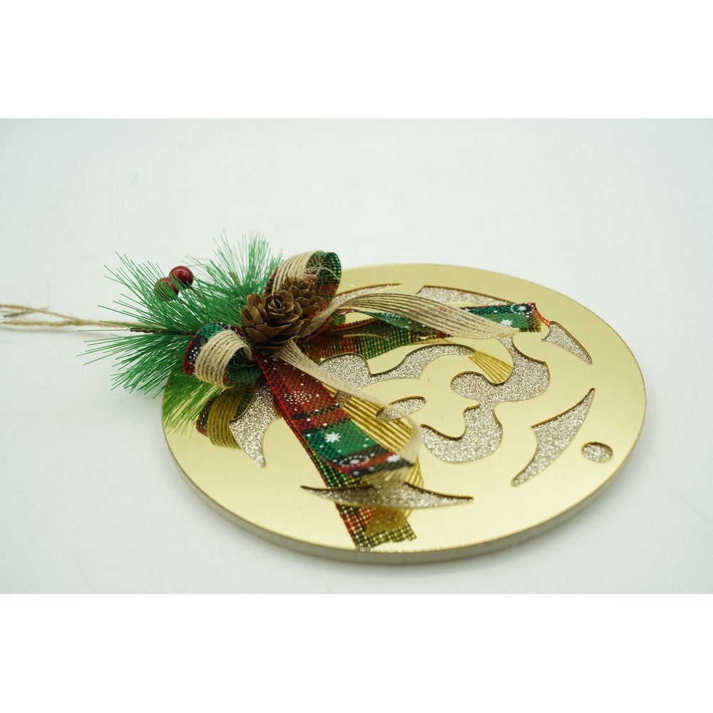 Glob Crăciun Ornament Brad, Formă Sferică, Finisaj Auriu Lucios, Acril Rezistent, Interior și Exterior, 17 x 17 cm