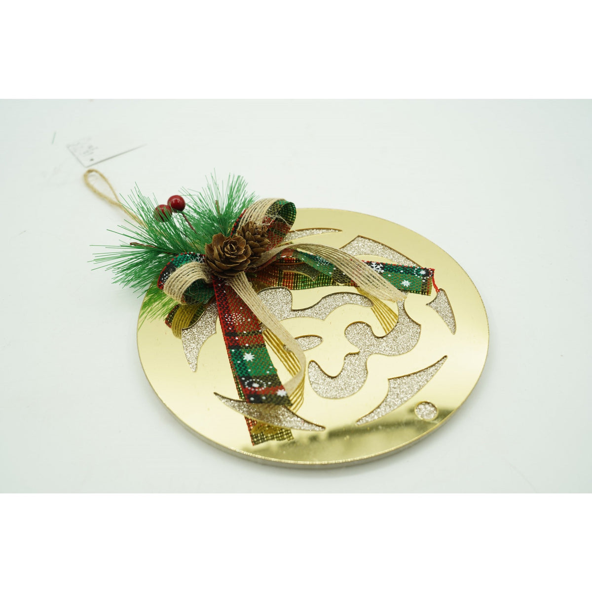 Glob Crăciun Ornament Brad, Formă Sferică, Finisaj Auriu Lucios, Acril Rezistent, Interior și Exterior, 17 x 17 cm