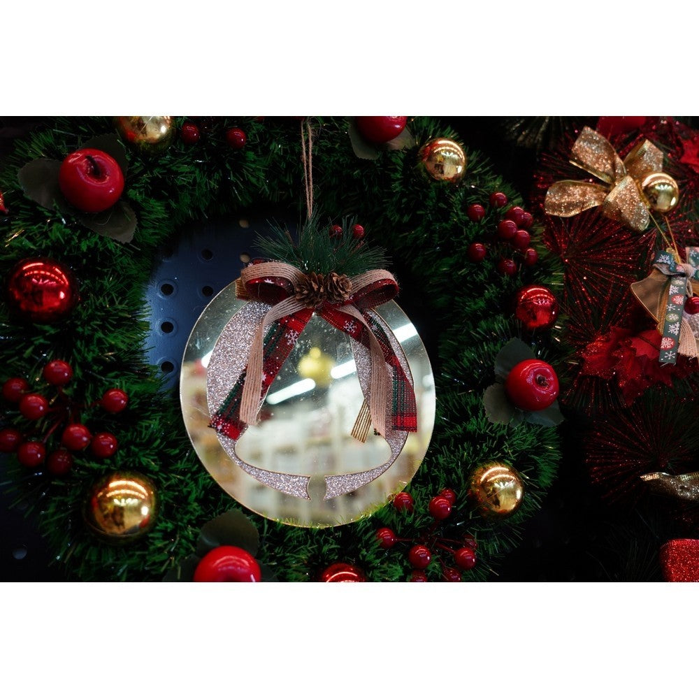 Ornament Brad Crăciun în Formă de Clopoțel, Finisaj Lucios, Acril Rezistent, Interior și Exterior, Auriu, 17 x 17 cm