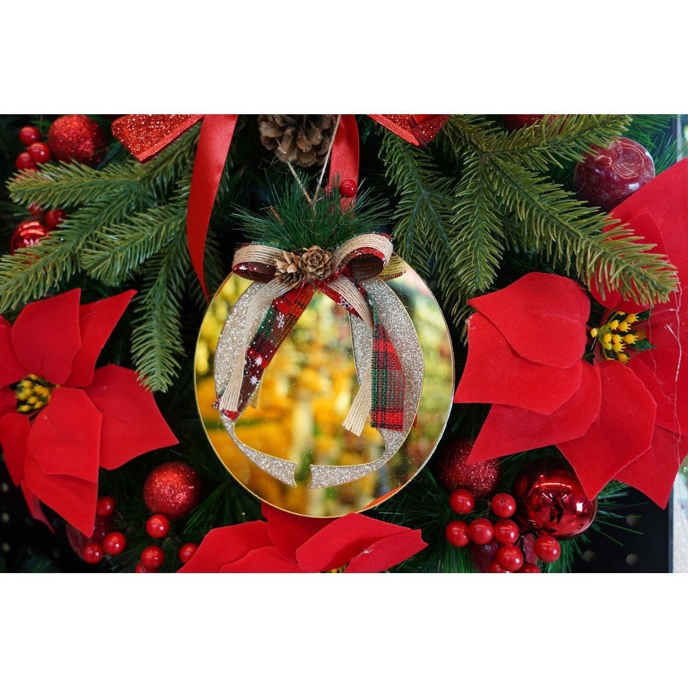 Ornament Brad Crăciun în Formă de Clopoțel, Finisaj Lucios, Acril Rezistent, Interior și Exterior, Auriu, 17 x 17 cm