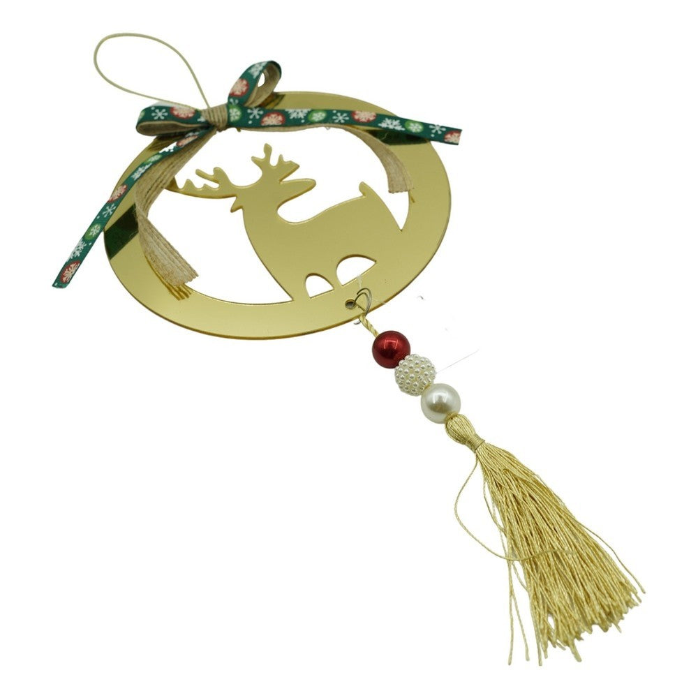Ornament Brad Crăciun în Formă de Ren, Decorațiune Festivă Interior și Exterior, Acril Lucios, Auriu, 15 x 25 cm
