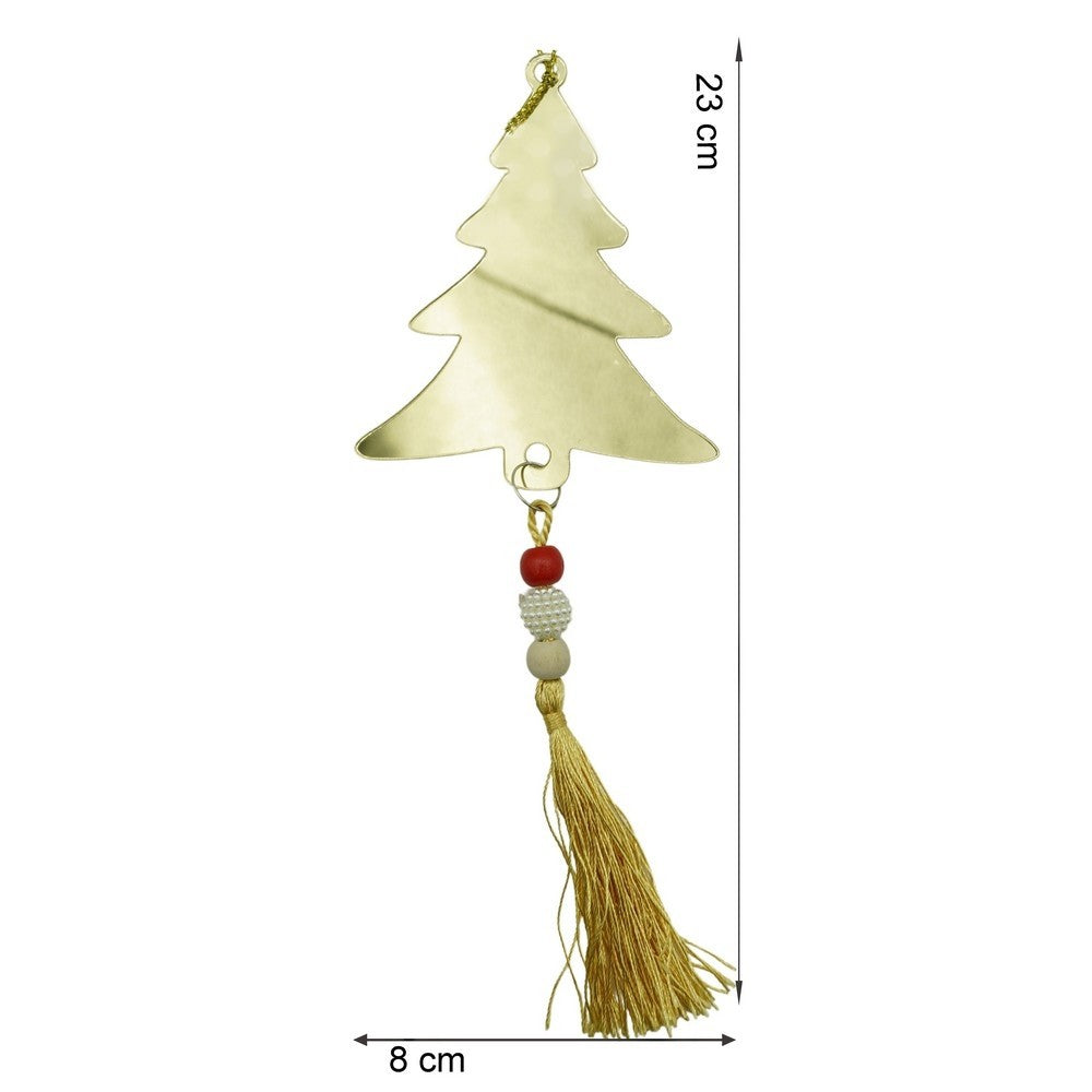Ornament Brad Crăciun, Formă Brad 3D, Efect Lucios, Acril, Auriu, 8x23 cm