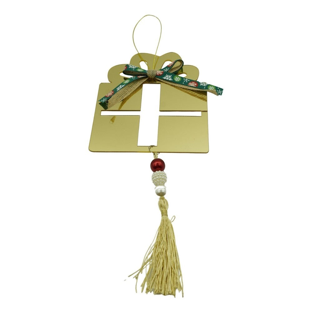 Ornament Brad Crăciun, Formă Stea Decorativă, Acril Lucios, Rezistent Interior și Exterior, Auriu, 16 x 28 cm